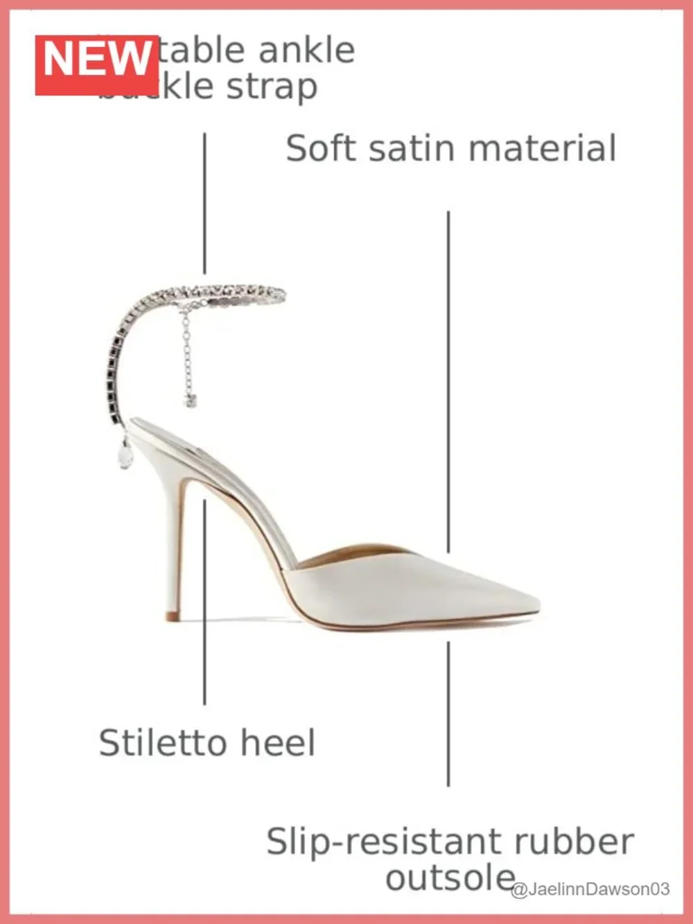 LauraVicci Crystal Chain Rhinestone High Heel Stiletto Sandals Women's Satin